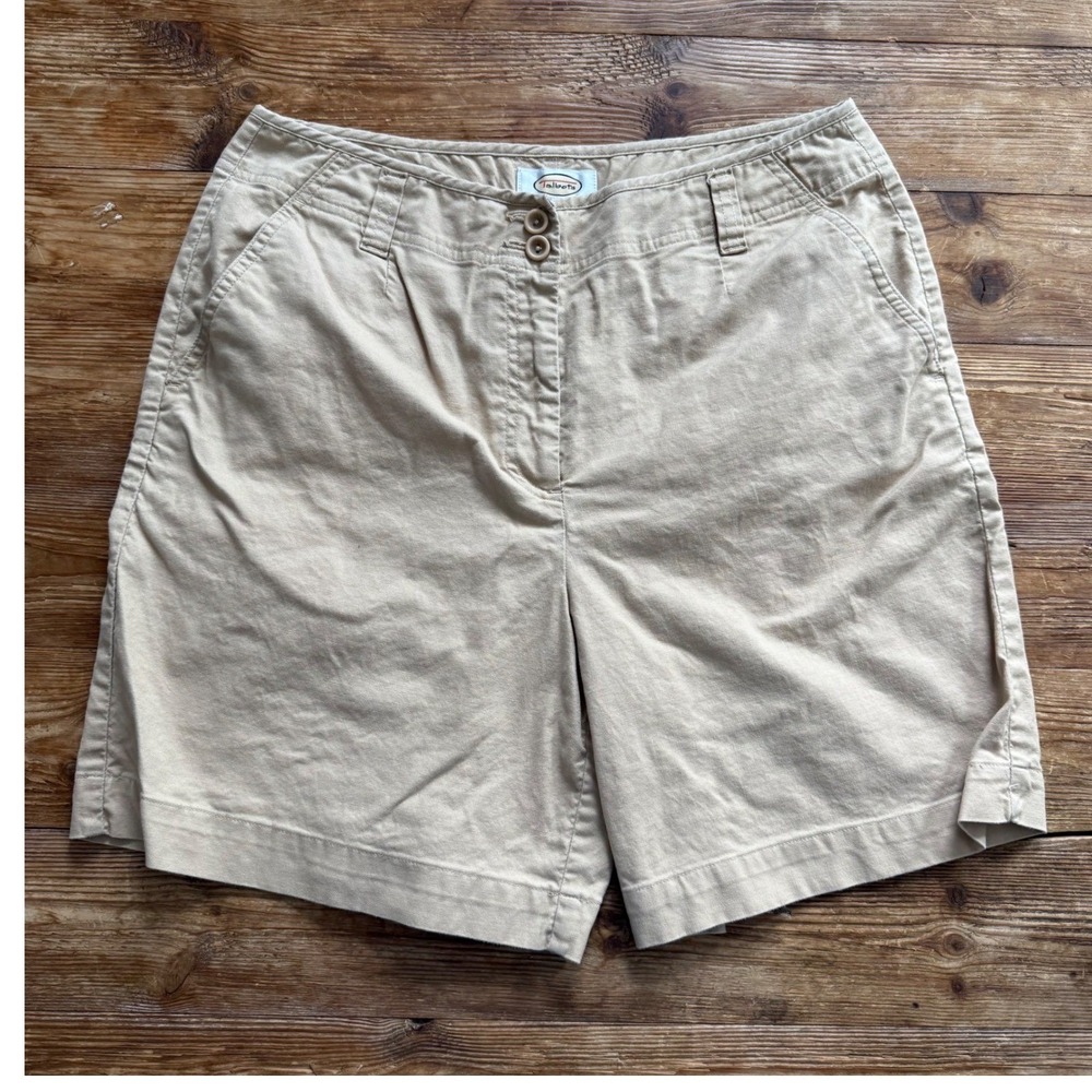 Talbots Tan Y2K Khaki Cotton Stretch Bermuda Chino Walking 7" Shorts WM's 10 EUC - Picture 3 of 9